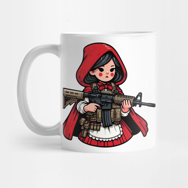 Tactical Little Red Riding Hood Adventure Tee: Where Fairytales Meet Bold Style by Rawlifegraphic